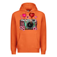 Floral Heart Pink Leopard Vintage Camera Premium Hoodie | Teevron