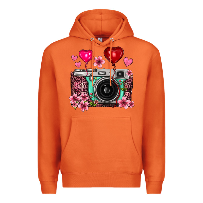 Floral Heart Pink Leopard Vintage Camera Premium Hoodie by FaDigitalArtStudio | Teevron
