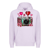 Lilac floral heart pink leopard vintage camera Premium Hoodie - FaDigitalArtStudio