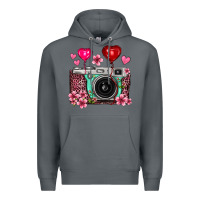 Rock floral heart pink leopard vintage camera Premium Hoodie - FaDigitalArtStudio