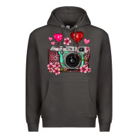 Smoke floral heart pink leopard vintage camera Premium Hoodie - FaDigitalArtStudio