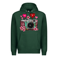 Sports Green floral heart pink leopard vintage camera Premium Hoodie - FaDigitalArtStudio