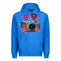 True Royal floral heart pink leopard vintage camera Premium Hoodie - FaDigitalArtStudio