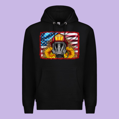 Firefighter Air Mask And Sunflower Premium Hoodie Designed By Hra Design Shop