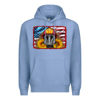 Colony Blue firefighter air mask and sunflower Premium Hoodie - HRA Design Shop