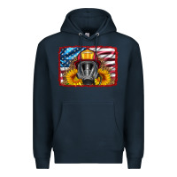 Navy firefighter air mask and sunflower Premium Hoodie - HRA Design Shop