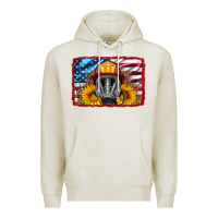 Oatmeal Heather firefighter air mask and sunflower Premium Hoodie - HRA Design Shop