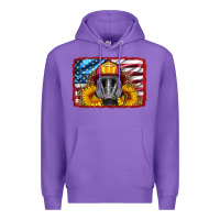 Purple firefighter air mask and sunflower Premium Hoodie - HRA Design Shop