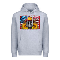 Heather Grey firefighter air mask and sunflower Premium Hoodie - HRA Design Shop