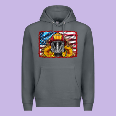 Firefighter Air Mask And Sunflower Premium Hoodie Designed By Hra Design Shop