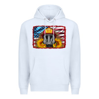 White firefighter air mask and sunflower Premium Hoodie - HRA Design Shop