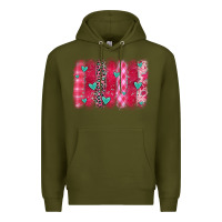 Army Green valentines day brushstroke Premium Hoodie - OliviaCreatesArt