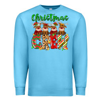 Ocean Blue christmas crew  deer Premium Sweatshirt - MaliasSmallBusiness