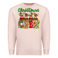 Pale Pink christmas crew  deer Premium Sweatshirt - MaliasSmallBusiness
