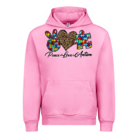 Fuchsia Pink peace love autism1 Urban Hoodie - CowhideDigitalArt