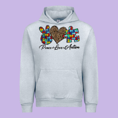 Peace Love Autism1 Urban Hoodie Designed By Cowhidedigitalart