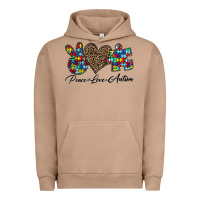 Pigment Burro peace love autism1 Urban Hoodie - CowhideDigitalArt