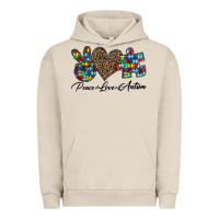 Pigment French Oak peace love autism1 Urban Hoodie - CowhideDigitalArt