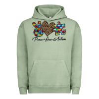 Pigment Oil Green peace love autism1 Urban Hoodie - CowhideDigitalArt