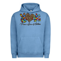 Pigment Pebble Blue peace love autism1 Urban Hoodie - CowhideDigitalArt