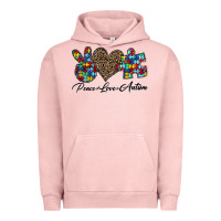 Pigment Salmon peace love autism1 Urban Hoodie - CowhideDigitalArt