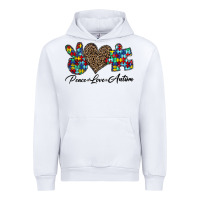 White peace love autism1 Urban Hoodie - CowhideDigitalArt