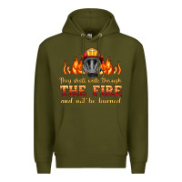 Army Green the fire with firefighter air mask Premium Hoodie - HRA Design Shop