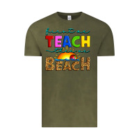 Vintage Olive first we teach then we beach Vintage Tee - Artiststas