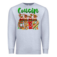 Heather Grey cousin crew christmas deer Premium Sweatshirt - MaliasSmallBusiness