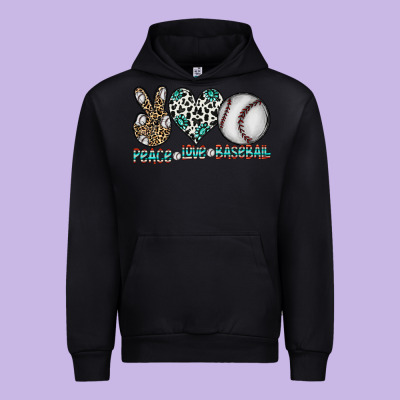 Peace Love Baseball Urban Hoodie Designed By Cowhidedigitalart