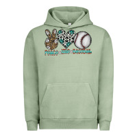 Pigment Oil Green peace love baseball Urban Hoodie - CowhideDigitalArt