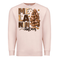 Pale Pink melanin christmas with christmas tree Premium Sweatshirt - MaliasSmallBusiness