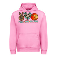 Fuchsia Pink peace love basketball Urban Hoodie - CowhideDigitalArt