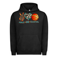 Pigment Black peace love basketball Urban Hoodie - CowhideDigitalArt