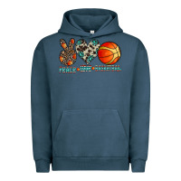 Pigment Midnight Navy peace love basketball Urban Hoodie - CowhideDigitalArt