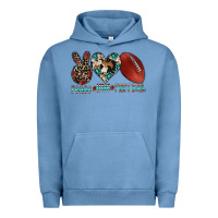Pigment Pebble Blue peace love football Urban Hoodie - CowhideDigitalArt