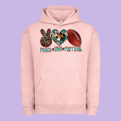 Peace Love Football Urban Hoodie Designed By Cowhidedigitalart