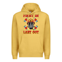Antique Gold firefighter face mask with axes Premium Hoodie - HRA Design Shop