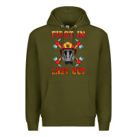 Army Green firefighter face mask with axes Premium Hoodie - HRA Design Shop
