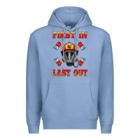 Colony Blue firefighter face mask with axes Premium Hoodie - HRA Design Shop