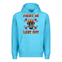 Ocean Blue firefighter face mask with axes Premium Hoodie - HRA Design Shop