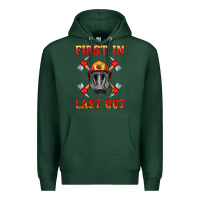Sports Green firefighter face mask with axes Premium Hoodie - HRA Design Shop
