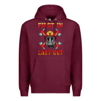 Burgundy firefighter face mask with axes Premium Hoodie - HRA Design Shop