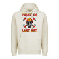 Oatmeal Heather firefighter face mask with axes Premium Hoodie - HRA Design Shop