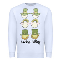 White lucky vibes Premium Sweatshirt - MaliasSmallBusiness