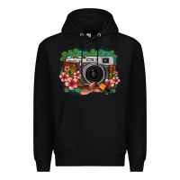 Black floral lotus leaf film roll vintage camera Premium Hoodie - FaDigitalArtStudio