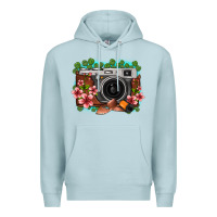 Blue Mist floral lotus leaf film roll vintage camera Premium Hoodie - FaDigitalArtStudio