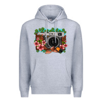Heather Grey floral lotus leaf film roll vintage camera Premium Hoodie - FaDigitalArtStudio