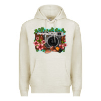 Oatmeal Heather floral lotus leaf film roll vintage camera Premium Hoodie - FaDigitalArtStudio
