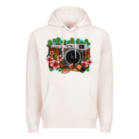 Pale Pink floral lotus leaf film roll vintage camera Premium Hoodie - FaDigitalArtStudio